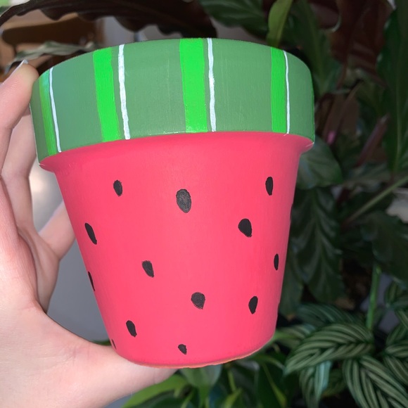 🎉HP!! 🍉NEW! Watermelon Hand Painted Flower Pot - Picture 3 of 15